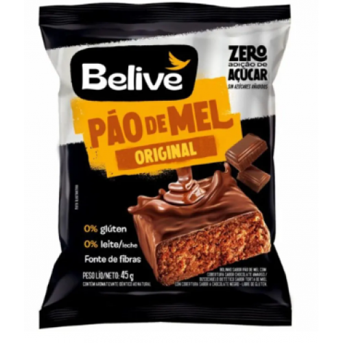 PAO DE MEL BELIVE S/ ACUCAR CHOC. DP 45G C/10