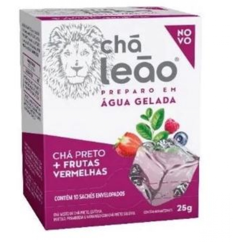 CHA LEÃO SABOR CHA PRETO E FRUTAS VERMELHAS 10 SACHES DE 2,5 GR - CHA LEÃO