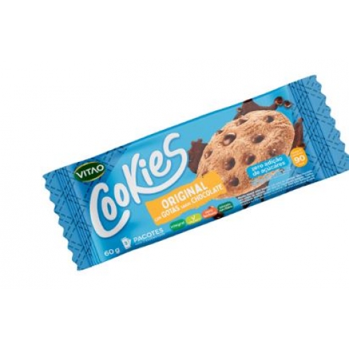 COOKIES INTEGRAL ZERO TRADICIONAL COM GOTAS DE CHOCOLATE 60G -VITAO- 5442