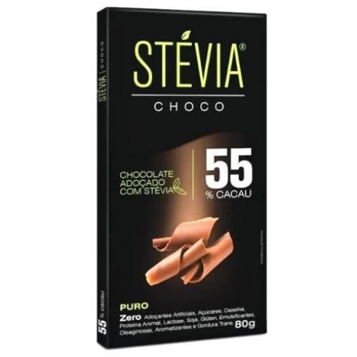 CHOCOLATE STEVIA 55%CACAU 80G