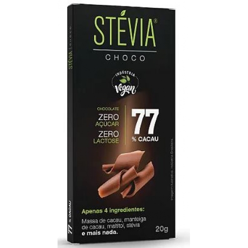 CHOCOLATE STEVIA 77% CACAU 80G