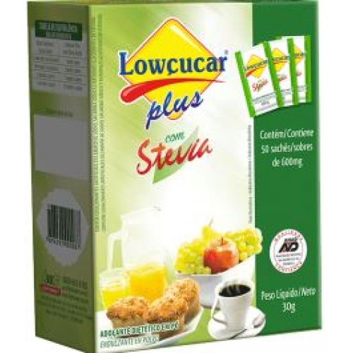 LOWÇUCAR PLUS C/ STEVIA SACHET CART 50UN X 500MG