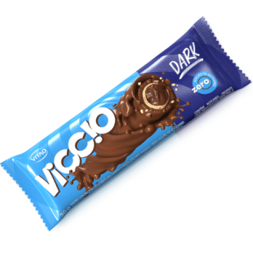 WAFER SABOR DARK CHOCOLATE MEIO AMARGO ROLL ZERO DISPLAY COM 10 UNIDADES DE 30G - VICCIO- 5306