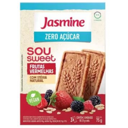 BISCOITO SOU SWEET FRUTAS VERMELHAS VEGAN 75G JASMINE