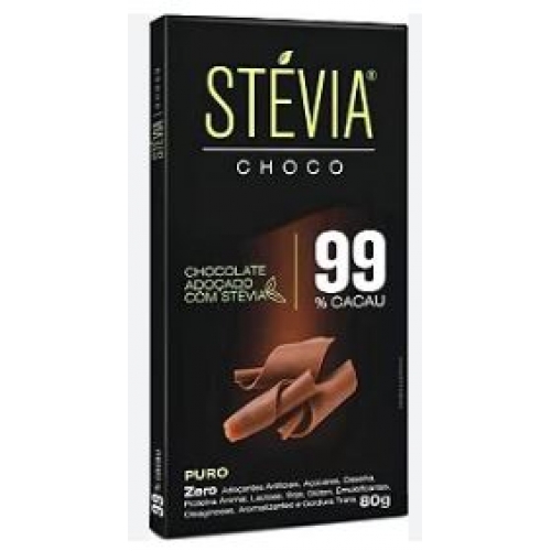 STEVIA CHOCO - PURO ZERO ACUCAR 99% GENEVY 80G DP C/6