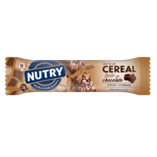 barra de cereal bolo+chocolate 22gr nutry