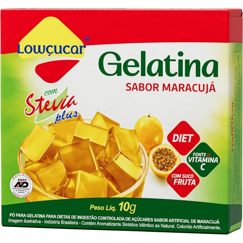 GELATINA LOWCUCAR PLUS COM STEVIA MARACUJA 10G