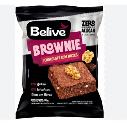 BROWNIE CHOCOL C/ NOZES ZERO 40GR BELIVE