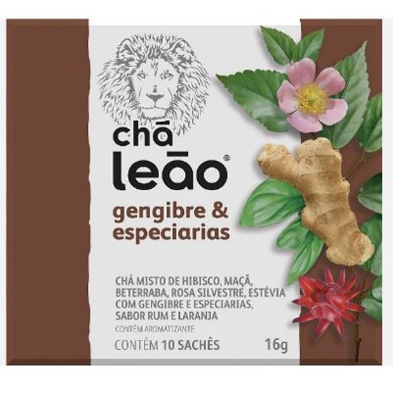 CHA LEAO GENGIBRE E ESPECIARIAS 10 SACHES DE 1,6G - CHA LEAO