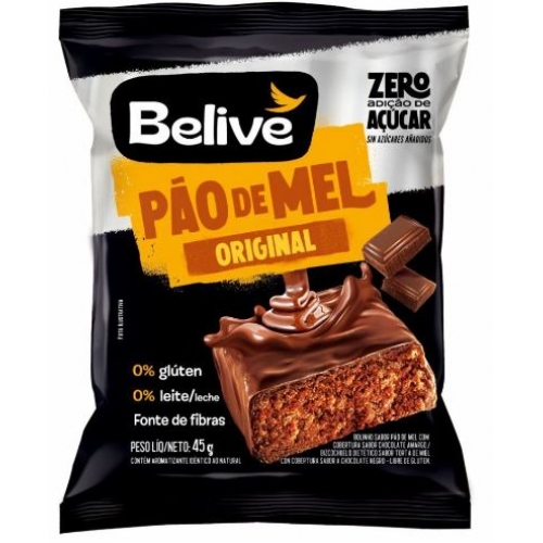 PAO DE MEL BELIVE S/ GL. E LACTOSE C/ CHOC. DP 45G C/10