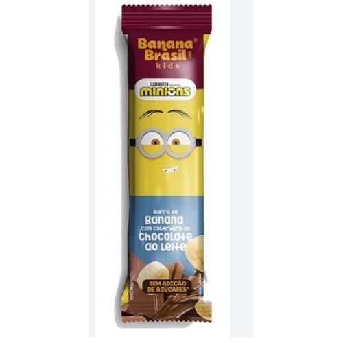 BARRA DE FRUTA MINIONS BANANA COM COBERTURA DE CHOCOLATE AO LEITE DISPLAY 20UN DE 22G- BANANA BRASIL