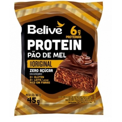 PAO DE MEL BELIVE PROTEIN ZERO ACUCAR ORIGINAL DP 45G C/10