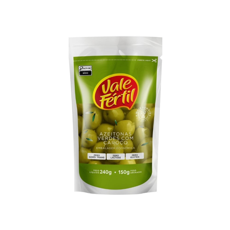 AZEITONA VERDE C/ CAROÇO VALE FERTIL 150G LIQ240G