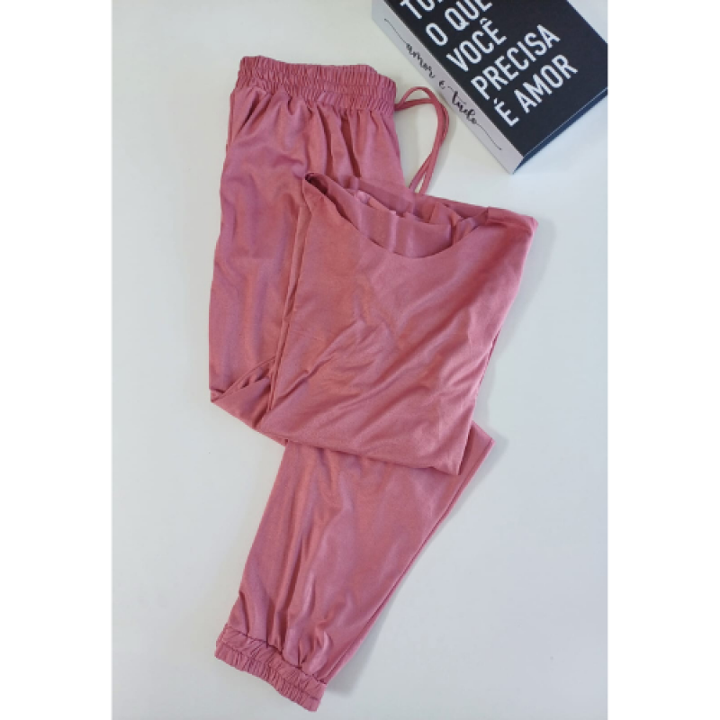 CONJUNTO SUEDE ROSA TAM G