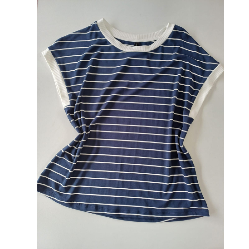 BLUSA LISTRADA AZUL MARINHO/ BRANCO TAM G