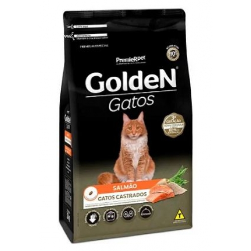 RAÇÃO GOLDEN GATOS SABOR SALMÃO GATOS CASTRADOS 1KG