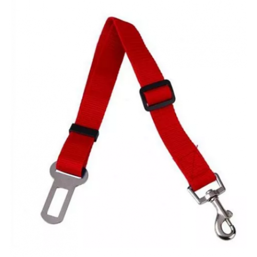 CINTO DE SEGURANÇA PARA CAES E GATOS NYLON VERMELHO 25MM 80 CM MALU PET