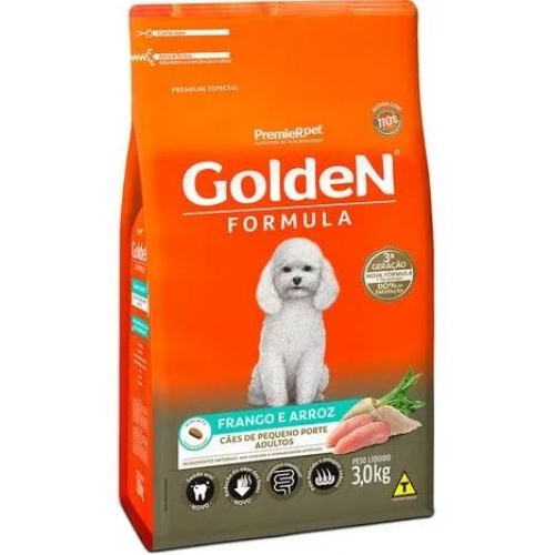 RAÇÃO GOLDEN FÓRMULA CAES FRANGO E ARROZ PORTE PEQUENO 3KG