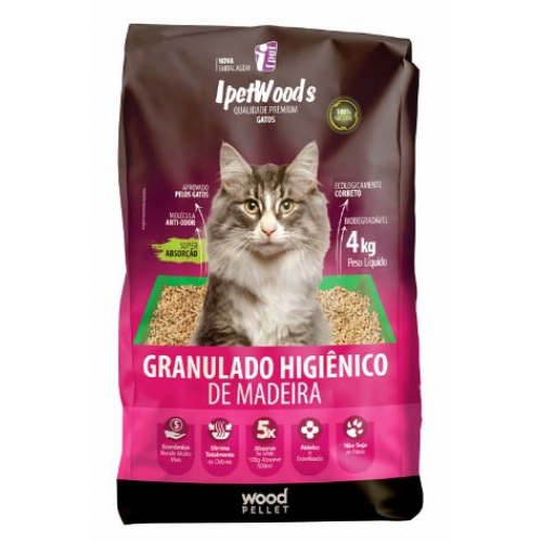 GRANULADO HIGIÊNICO DE MADEIRA IPETWOODS 4KG