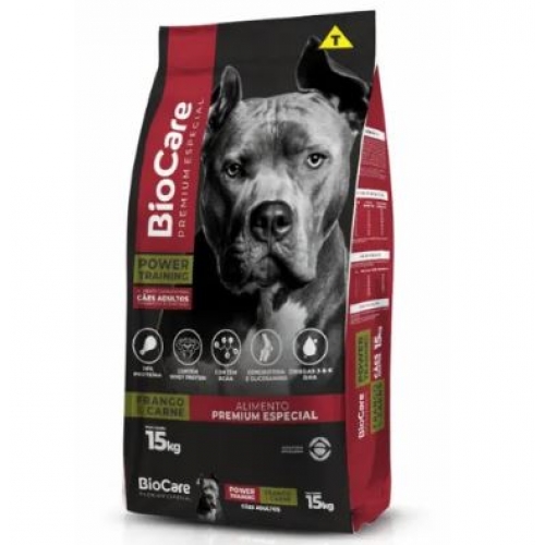 RAÇÃO BIOCARE PREMIUM ESPECIAL POWER TRAINING ADULTO FRANGO E CARNE 15KG