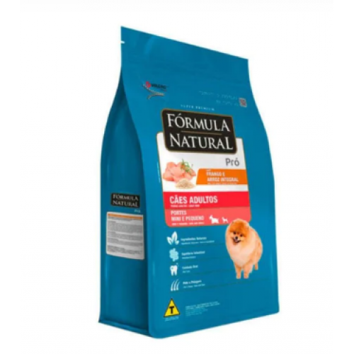 RAÇÃO FÓRMULA NATURAL PRÓ FRANGO E ARROZ INTEGRAL CÃES ADULTOS PEQUENO PORTE 1KG