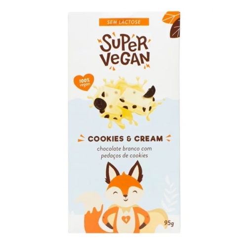 Chocolate Branco Com Pedaços Cookies Vegano Super Vegan 95g