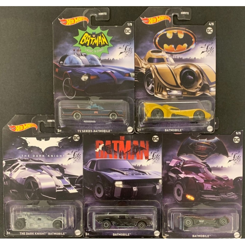 HOT WHEELS - COLECAO 5/5 DAS MINIATURAS DO BATMAN DE 2021 COM BLISTERS TEMATICOS