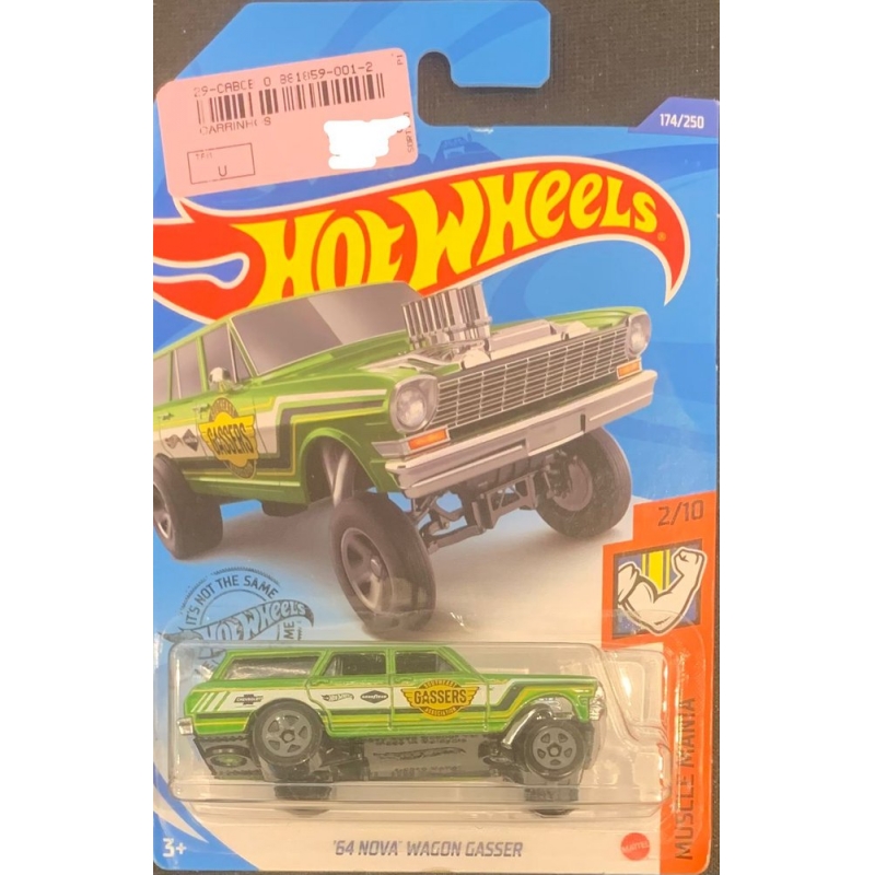 HOT WHEELS - ´64 NOVA WAGON GASSER VERDE DE 2018 2/10 COM BLISTER NORMAL