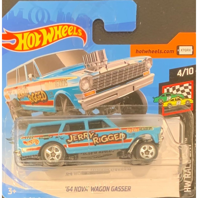 HOT WHEELS - ´64 NOVA WAGON GASSER AZUL DE 2018 4/10 COM BLISTER PEQUENO