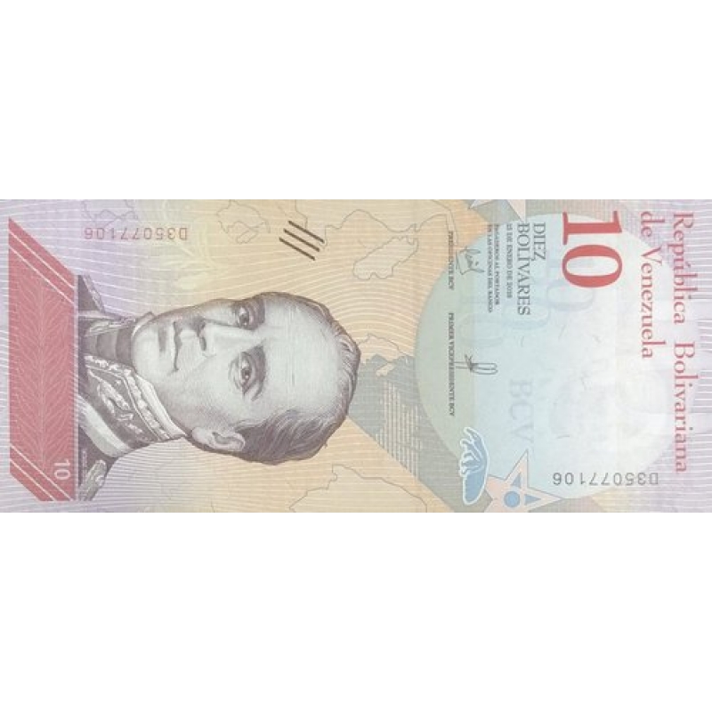 VENEZUELA - CEDULA DE 10 BOLÍVARES FLOR DE ESTAMPA