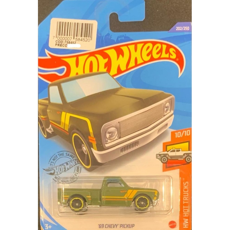 HOT WHEELS - ´69 CHEVY PICKUP VERDE DE 2018 10/10 COM BLISTER NORMAL