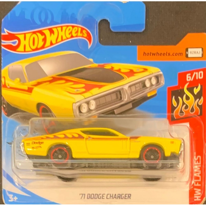 HOT WHEELS - ´71 DODGE CHARGER AMARELO DE 2018 8/10 COM BLISTER PEQUENO