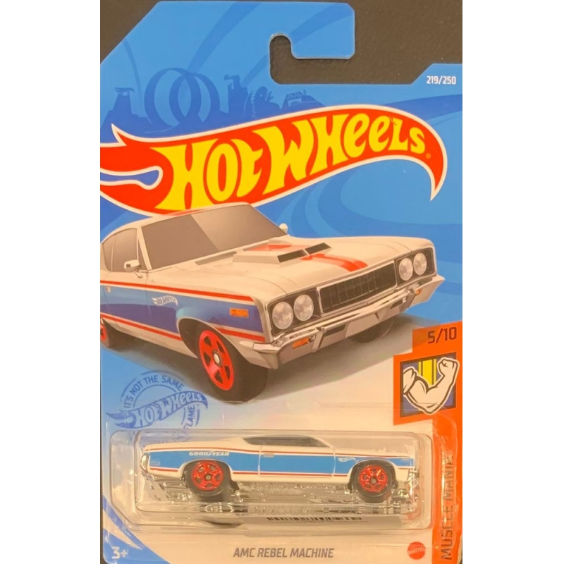 HOT WHEELS - AMC REBEL MACHINE BRANCO DE 2020 5/10 COM BLISTER NORMAL