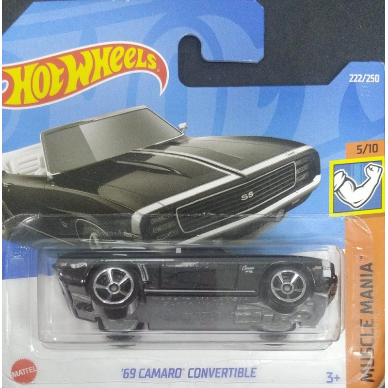 HIT WHEELS 69 CAMARO CONVERTIBLE DE 2021 PRETO 5/10 COM BLISTER PEQUENO