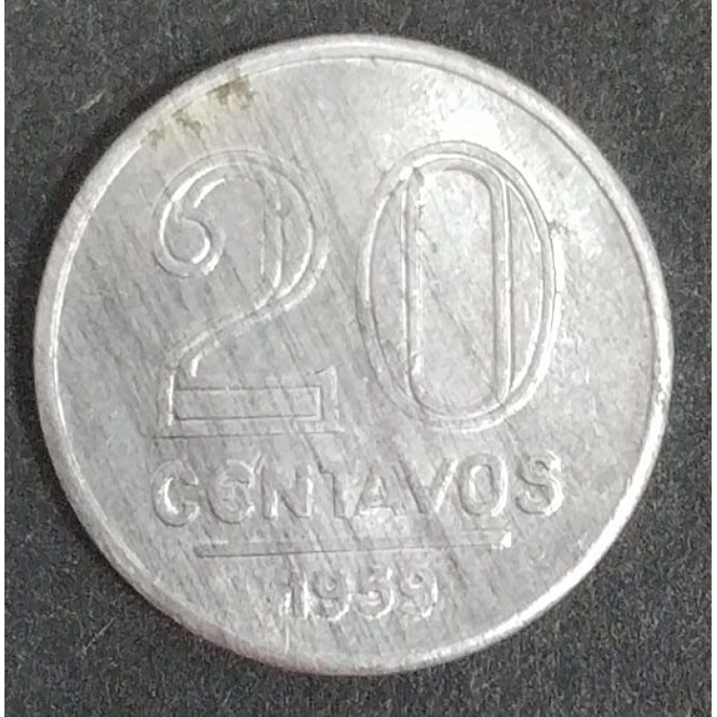 BRASIL-MOEDA 20 CENTAVOS ALUMINIO 1959 SOBERBA