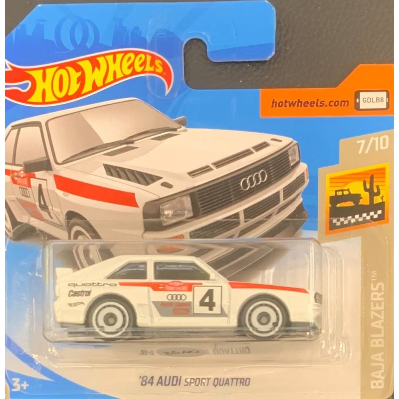 HOT WHEELS - ´84 AUDI SPORT QUATTRO BRANCO DE 2018 7/10 COM BLISTER PEQUENO