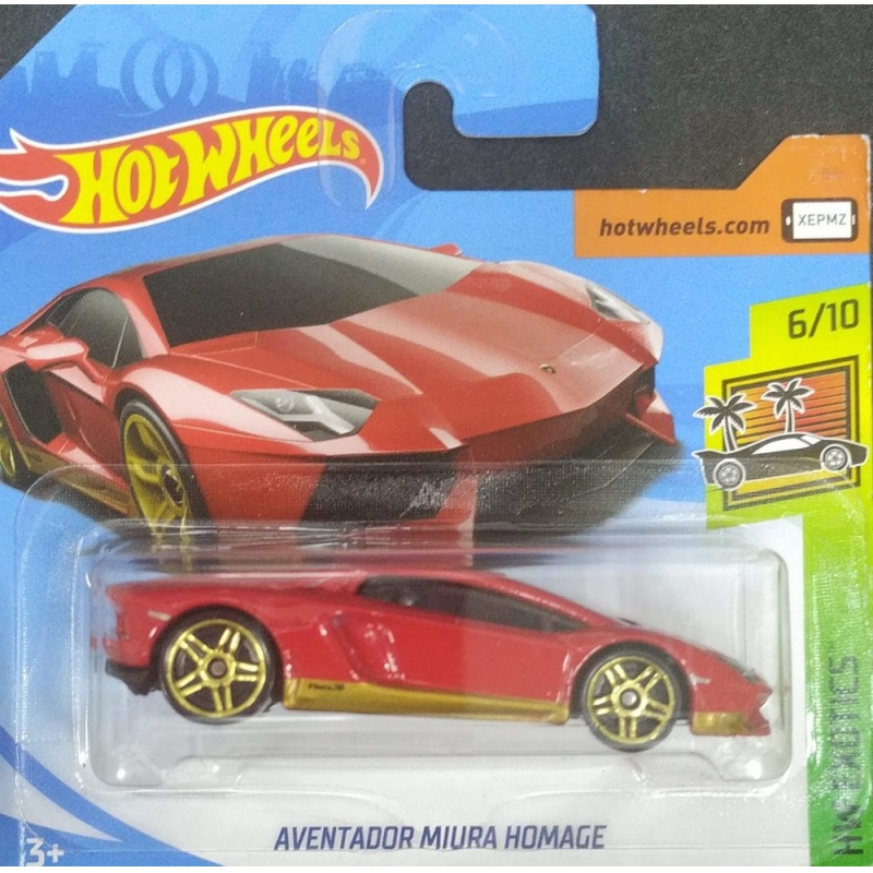 HOT WHEELS AVENTADOR MIURA HOMAGE 6/10 2017 VERMELHO EMBALAGEM PEQUENA