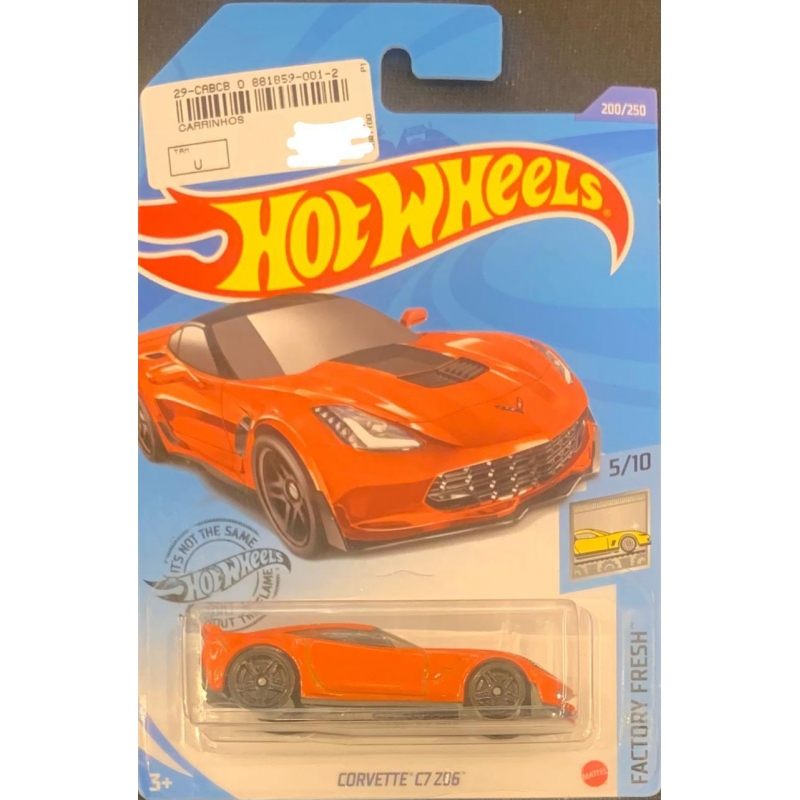 HOT WHEELS - CORVETTE C7 Z06 LARANJA DE 2018 2/10 COM BLISTER PEQUENO