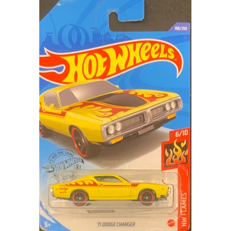 HOT WHEELS - ´71 DODGE CHARGER AMARELO DE2018 6/10 COM BLISTER NORMAL