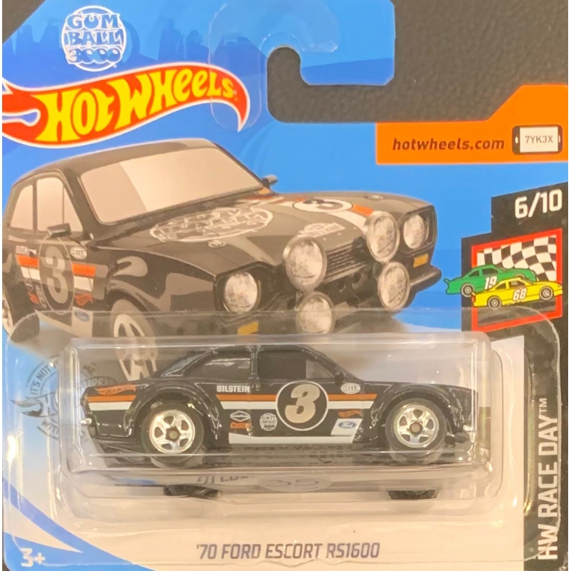 HOT WHEELS - ´70 FORD ESCORT RS1600 PRETO DE 2018 6/10 COM BLISTER PEQUENO