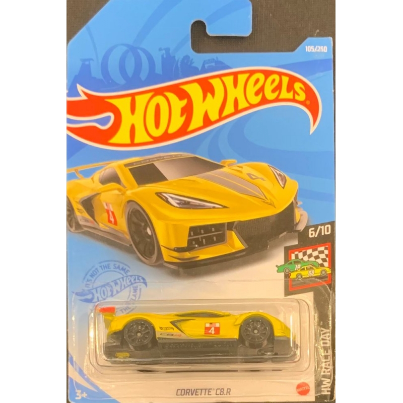 HOT WHEELS - CORVETTE C8.R AMARELO DE 2020 6/10 COM BLISTER NORMAL