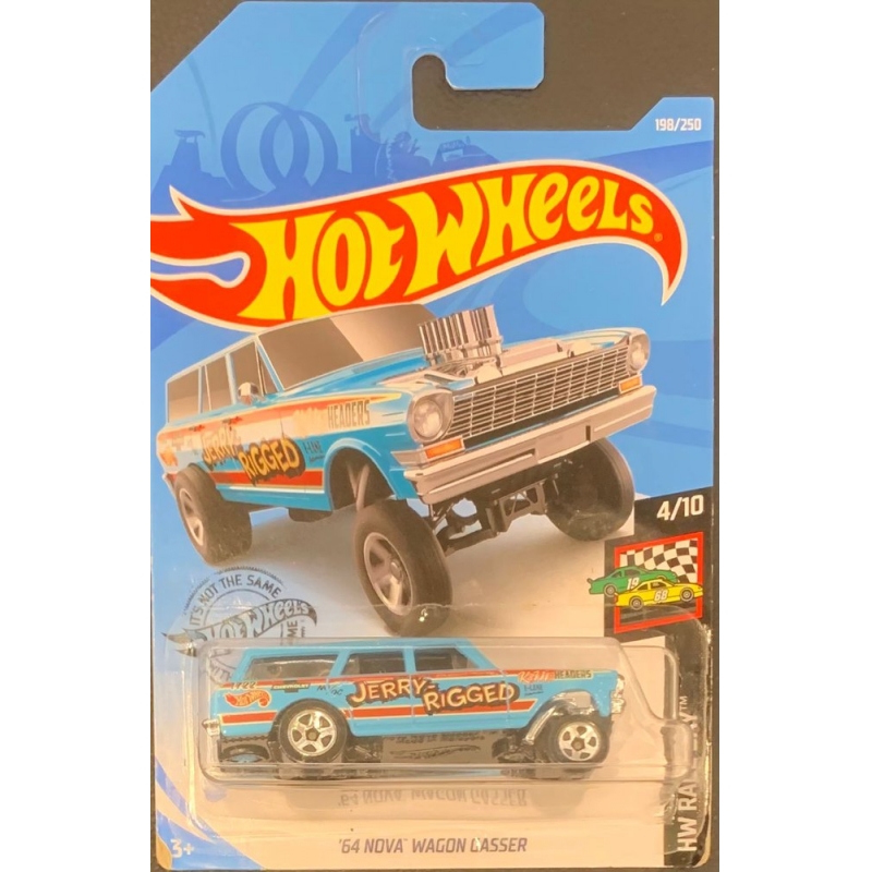 HOT WHEELS - ´64 NOVA WAGON GASSER AZUL DE 2018 4/10 COM BLISTER NORMAL