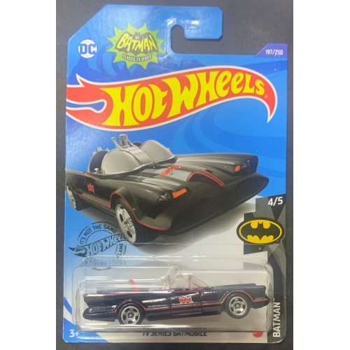 HOT WHEELS - BATMAN TV SERIES BATMOBILE PRETO COM FAIXA CINZA DE 2018 4/5