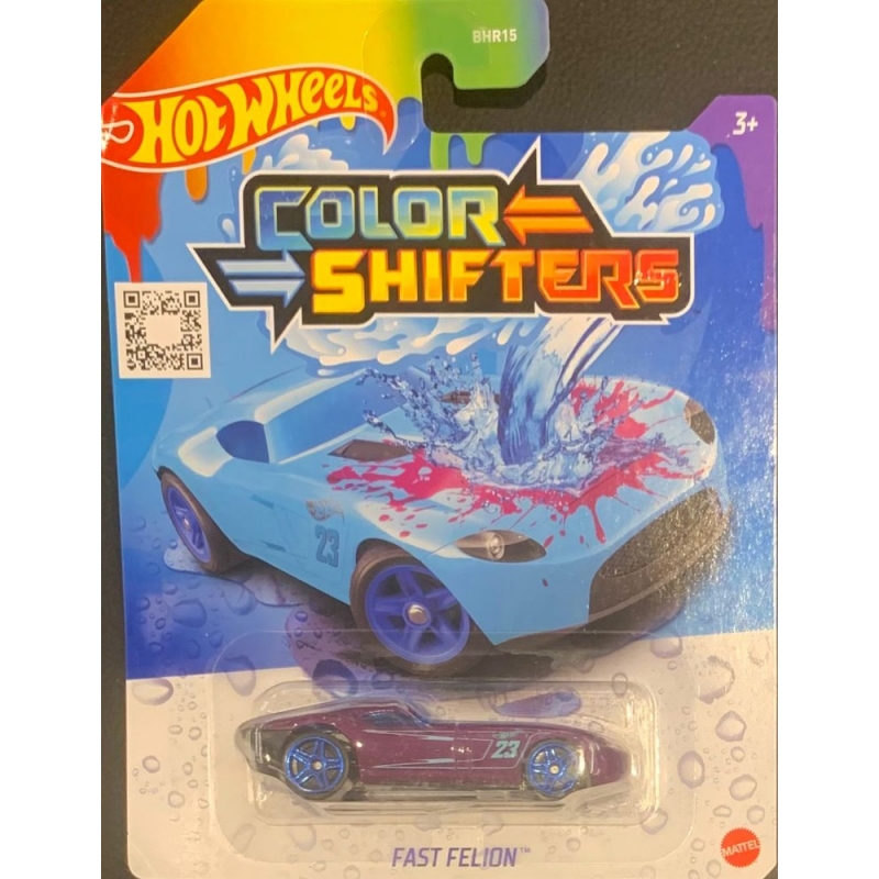 HOT WHEELS - COLOR SHIFTERS FAST FELION AZUL/ROXO DE 2023 COM BLISTER TEMATICO