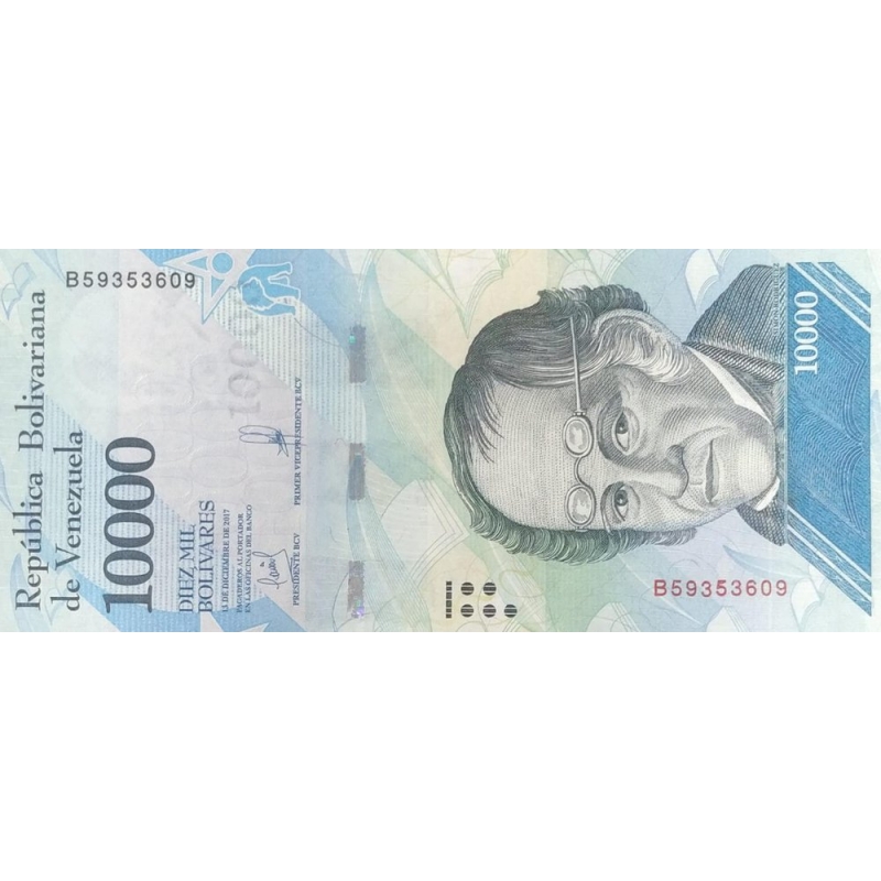 VENEZUELA - CEDULA DE 10000 BOLÍVARES FLOR DE ESTAMPA