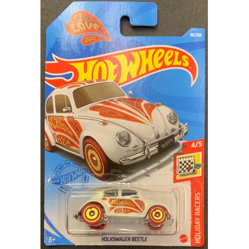 HOT WHEELS - VOLKSWAGEN BEETLE BRANCO COM VERMELHO DE 2020 4/5 BLISTER NORMAL