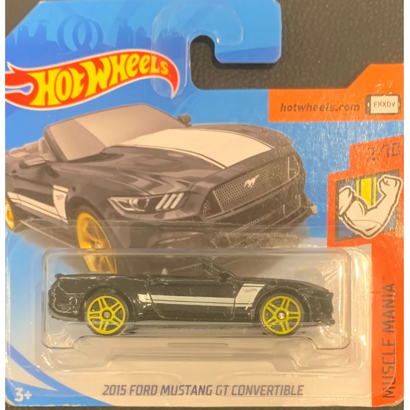 HOT WHEELS - 2015 FORD MUSTANG GT CONVERTIBLE PRETO DE 2017 2/10 BLISTER PEQUENO