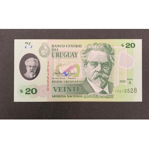 URUGUAI - CEDULA DE 20 PESOS DO BANCO CENTRAL DO URUGUAI - FLOR DE ESTAMPA