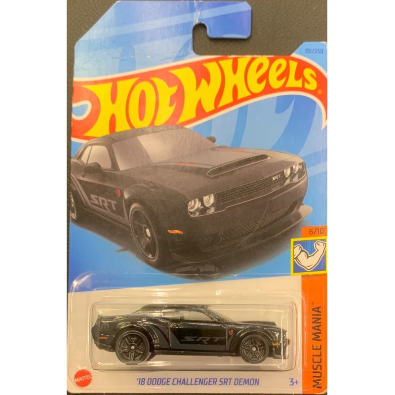 HOT WHEELS - ´18 DODGE CHALLENGER SRT DEMON PRETO DE 2021 6/10 BLISTER NORMAL