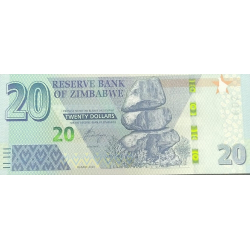 ZIMBABUE 20 DOLLARS DE 2020 FLOR DE ESTAMPA
